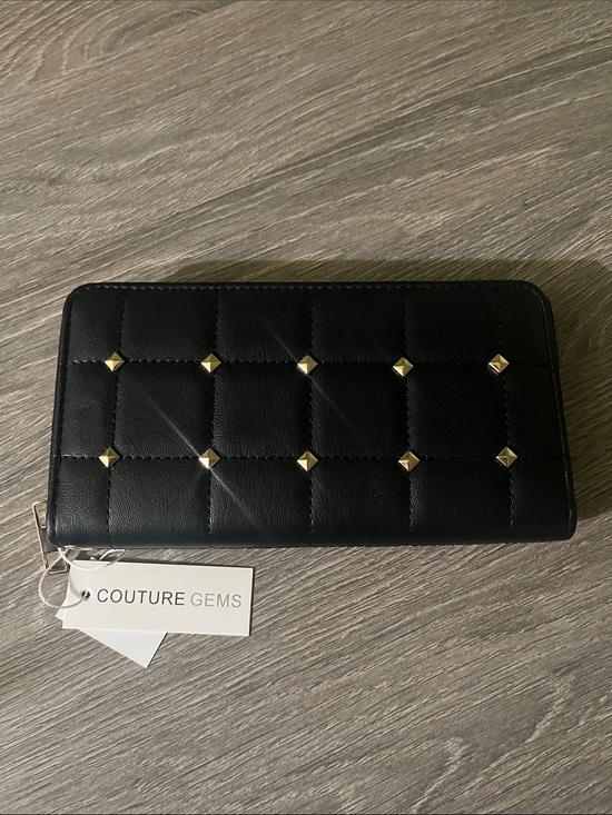 Couture Gems Handbags - Couture Gems Black Quilted Studded Wallet NWT